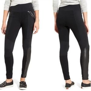 Athleta Moto Ponte Luxe Leggings Black Paneled XS